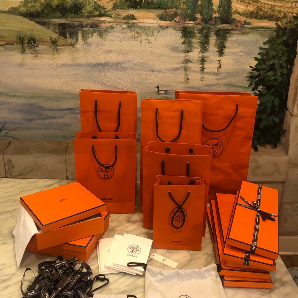 Set of Hermès Orange Gift Bags & Boxes Decor Inspo